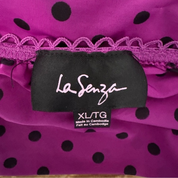 La SENZA Women's Nightie Lingerie Chemise Purple & Black Polka Dot SIZE XL - Picture 7 of 7